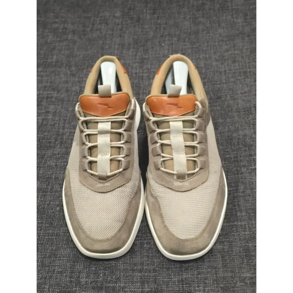 Wolf & Shepherd Crossover Victory Trainer Sneaker Men's 8.5 Taupe Mesh Suede